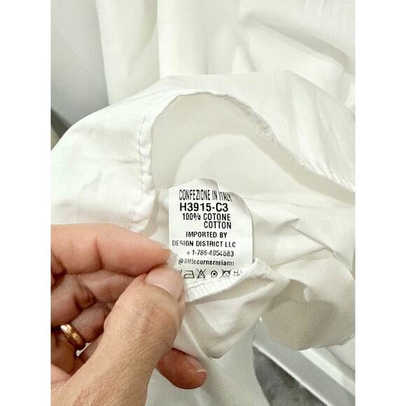 NWOT In Italy Sleeveless Spaghetti Strap Smocked A-Line Maxi Dress White Women S - Picture 4 of 4